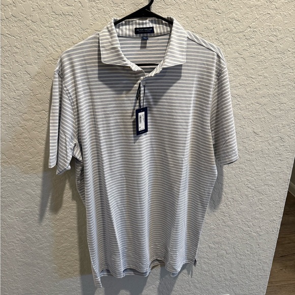 Peter Millar Men's Gray Striped Polo Shirt - Picture 1 of 4